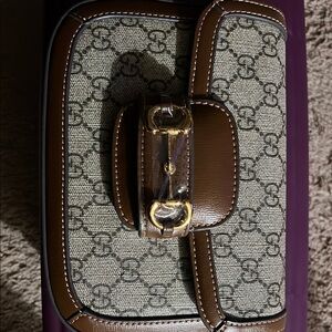 Gucci Brown and Gray Leather Detail